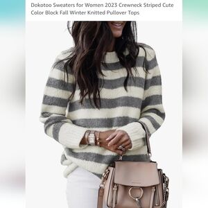 Womens striped knit crewneck sweatshirt sweaters